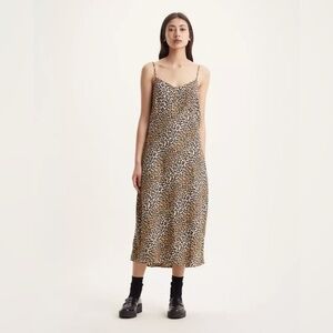 LEVIS Marietta Slip Dress in Leopard Whitecap Gray NWT